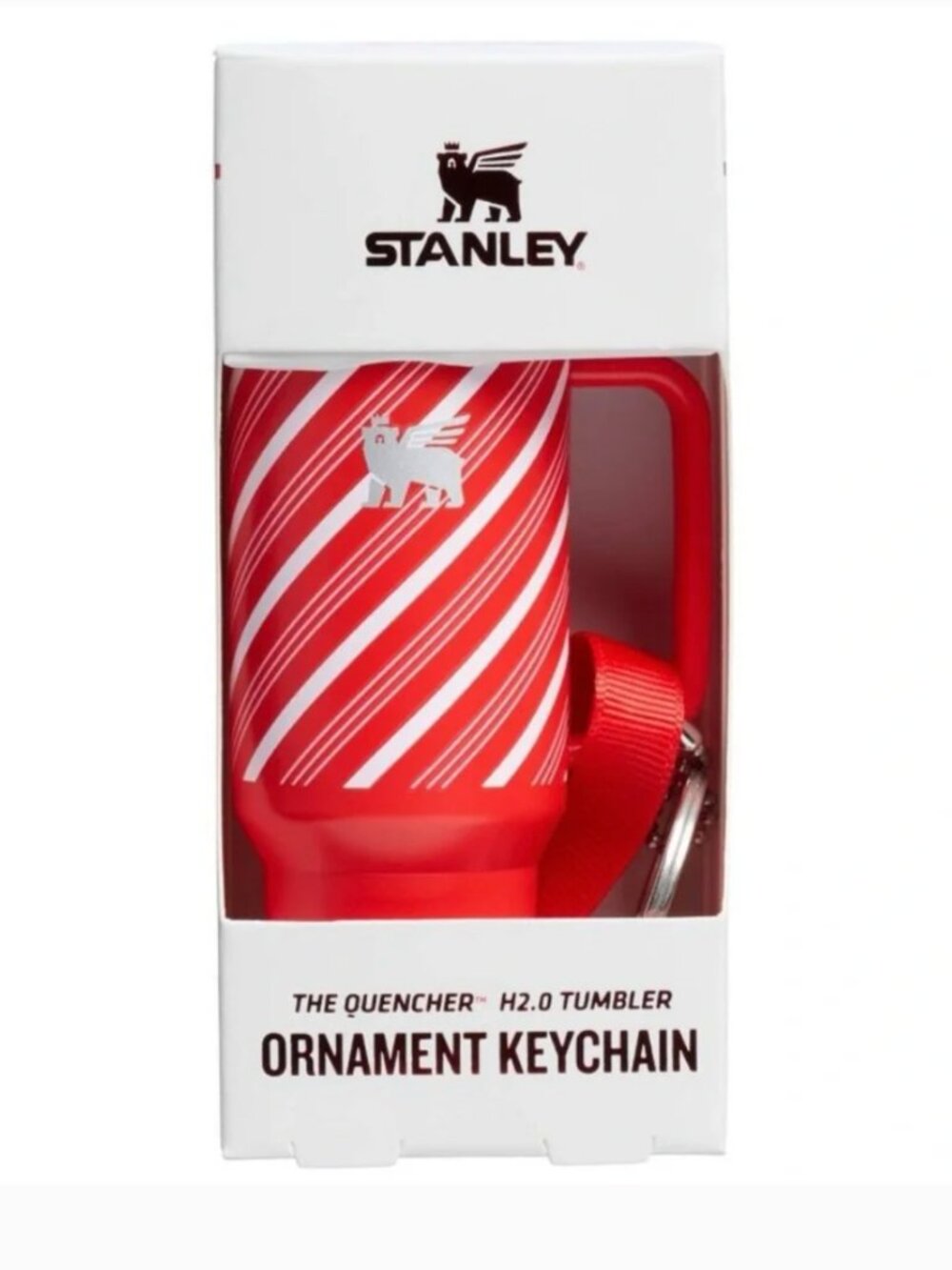 NEW! Stanley Ornament Keychain Tumbler in Candy Cane Twist--Christmas Stocking